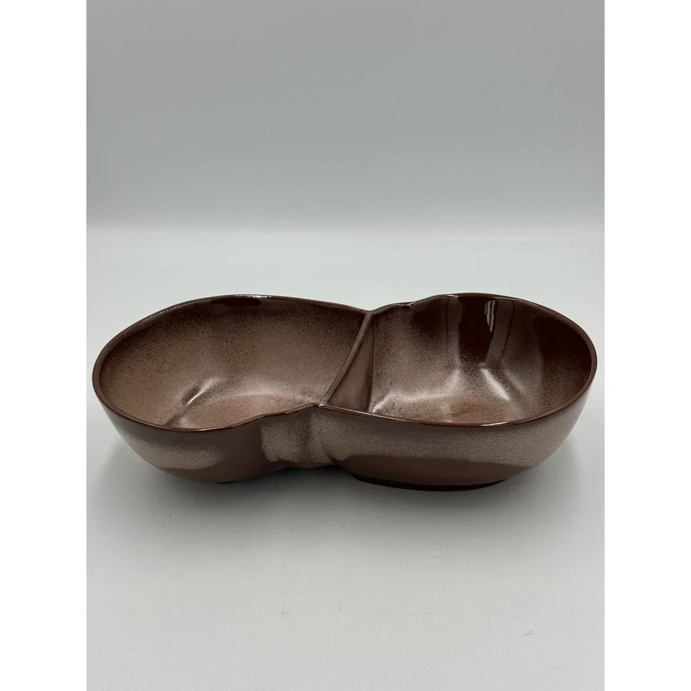 FRANKOMA POTTERY #4QD Lazy Bones Brown Satin Divided 11